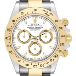 ROLEX DAYTONA STEEL YELLOW GOLD WHITE DIAL MENS WATCH 116523