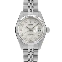 ROLEX DATEJUST 10P DIAMOND 69174G SILVER CARVING COMPUTER U NUMBER SECOND HA...