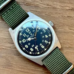 ROLEX MILITARY VINTAGE WATCH VIETNAM WAR HAND-ROLLED BLACK DIAL WORKING