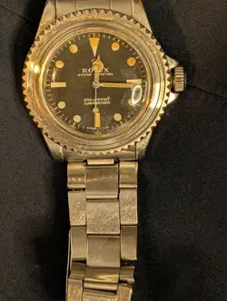 ROLEX SUBMARINER 5513 SILVER OYSTER BRACELET WITH BLACK BEZEL