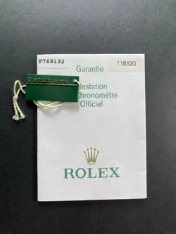 Rolex Daytona 116520 Guarantee Warranty Paper F76912 2002 with Tag