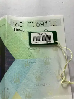 Rolex Daytona 116520 Guarantee Warranty Paper F76912 2002 with Tag