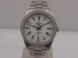 ROLEX AIR KING PRECISION 14000 NO HOLES DIAMOND BEZEL YEAR 1998 AUTOMATIC STEEL