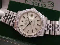 ROLEX DATEJUST 36MM 16014 DIAMOND LUGS&BEZEL ANNO 1982 JUBILEE AUTOMATIC ACCIAIO
