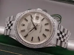 ROLEX DATEJUST 36MM 16014 DIAMOND LUGS&BEZEL ANNO 1982 JUBILEE AUTOMATIC ACCIAIO