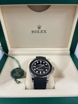 MINT PAPERS ROLEX YACHT-MASTER 18K WHITE GOLD OYSTERFLEX BLACK 42MM 226659 BOX