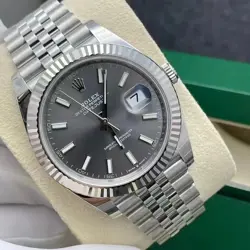 Authentic ♚Rolex♚ Datejust 41mm Men's Watch Gray Dail Oyster 126334G