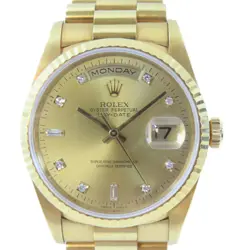 ROLEX DAY DATE AUTOMATIC WATCH 18K YELLOW GOLD DIAMOND