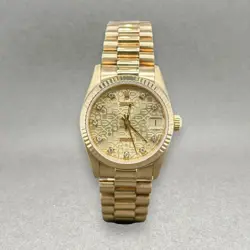 ESTATE WOMEN'S ROLEX 18K YELLOW GOLD DATEJUST WITH CUSTOM CASE, DIAL, CLASP