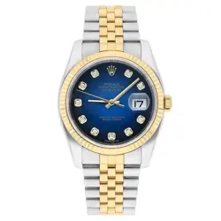 Rolex Datejust 36 Gold/Steel 116233 Blue Diamond Dial Jubilee Watch Box Papers