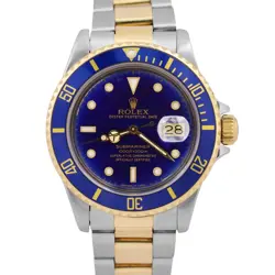 1984 ROLEX SUBMARINER DATE BLUE 18K YELLOW GOLD STAINLESS STEEL 40MM 16803 WATCH