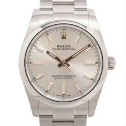 ROLEX OYSTER PERPETUAL 124200 SS AT SILVER-FACE 2 EXTRA LINKS