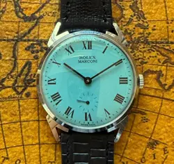 ROLEX MARCONI VINTAGE ANTIQUE BLUE DIAL MANUAL WINDING WATCH 1930'S WRISTWATCH