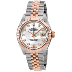 ROLEX LADY DATEJUST MOP DIAMOND STEEL AND 18K EVEROSE GOLD JUBILEE WATCH