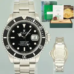 MINT PAPERS ROLEX SUBMARINER DATE 16610 STEEL BLACK TRITIUM 40MM WATCH BOX