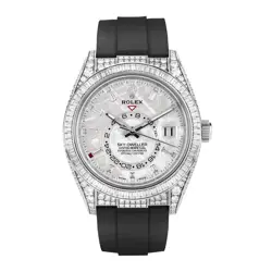 ROLEX SKY-DWELLER WATCH 42MM WHITE GOLD METEORITE DIAMOND BAGUETTE INDEX DIAL