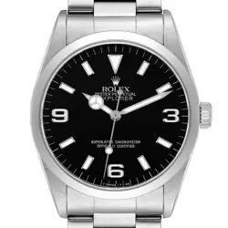 ROLEX EXPLORER I BLACK DIAL STEEL MENS WATCH 14270