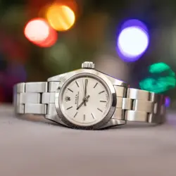ROLEX 76080 OYSTER PERPETUAL GRAY DIAL STAINLESS STEEL LADIES WATCH