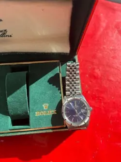 Mens Rolex Date Stainless Steel Watch Blue Dial - 15010 (Orginal Owner)