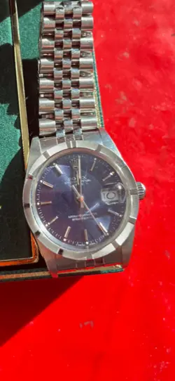 Mens Rolex Date Stainless Steel Watch Blue Dial - 15010 (Orginal Owner)