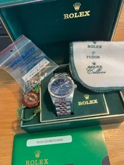 Mens Rolex Date Stainless Steel Watch Blue Dial - 15010 (Orginal Owner)