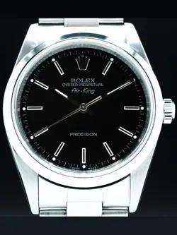 ROLEX 14000 AIR KING MEN'S WATCH IN BLACK, STAINLESS STEEL 34MM