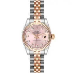 ROLEX DATEJUST STEEL ROSE GOLD PINK DIAMOND DIAL LADIES WATCH 179171