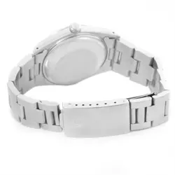 Men's Rolex 34mm Date Vintage Steel Wristwatch with White Dial & Fluted Bezel.