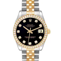 ROLEX DATEJUST 31 MIDSIZE STEEL YELLOW GOLD DIAMOND LADIES WATCH 178383 BOX CARD