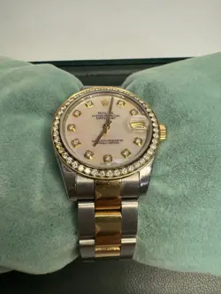 ROLEX OYSTER PERPETUAL DATEJUST DIAMOND BEZEL WHITE 