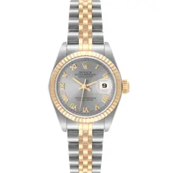 ROLEX DATEJUST STEEL YELLOW GOLD SLATE ROMAN DIAL LADIES WATCH 79173