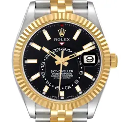 ROLEX SKY DWELLER STEEL YELLOW GOLD BLACK DIAL MENS WATCH 326933