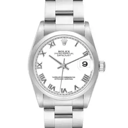 ROLEX DATEJUST 31 MIDSIZE WHITE ROMAN DIAL STEEL LADIES WATCH 78240