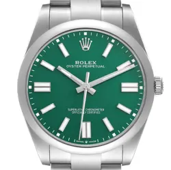 ROLEX OYSTER PERPETUAL 41MM GREEN DIAL STEEL MENS WATCH 124300