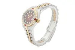 Rolex Ladies Datejust 69173 18K Gold & SS 2-Tone Diamond Ruby Red Vignette Watch