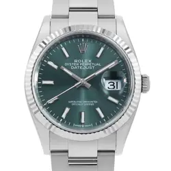 ROLEX DATEJUST 36 126234 MINT GREEN BAR 3 ROWS OYSTER BREATH RANDOM NUMBER S...