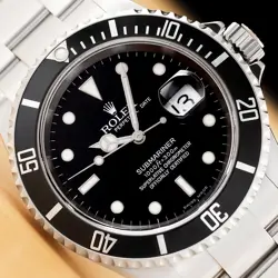 2005 ROLEX MENS SUBMARINER DATE 16610T NO HOLES OYSTER BLACK STEEL 40MM WATCH
