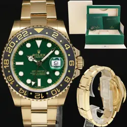 2008 MINT ROLEX GMT-MASTER II 2 CERAMIC GREEN DIAL 116718 YELLOW GOLD WATCH BOX
