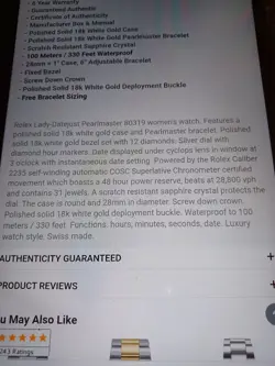 Rolex Lady-Datejust 80319 Silver Pearlmaster Bracelet with 18kt White Gold .