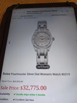 Rolex Lady-Datejust 80319 Silver Pearlmaster Bracelet with 18kt White Gold .