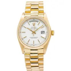 ROLEX DAY-DATE 18038 18K YG PRESIDENT WHITE DIAL AUTOMATIC MEN'S WATCH 36MM
