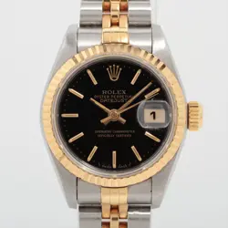 ROLEX DATEJUST 69173 SS×YG AT BLACK DIAL 4 EXTRA LINKS