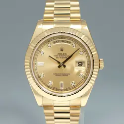 MINT ROLEX DAY DATE II PRESIDENT YELLOW GOLD DIAMOND 41MM 218238 WATCH BOX