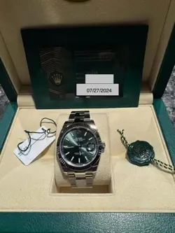 ROLEX DATEJUST 41 126334 MINT GREEN FLUTED OYSTER NEW 2024 COMPLETE FULL SET