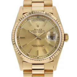 ROLEX DAY DATE 18238 CHAMPAGNE GOLD BAR N NUMBER SECOND HAND MENS