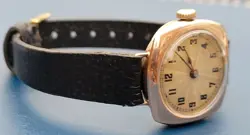 Rolex W&D Antique Vintage Watch Rare 9ct Gold Cushion 26mm case working,