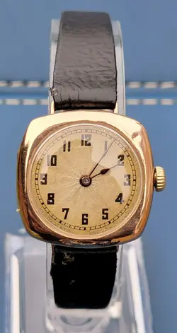 Rolex W&D Antique Vintage Watch Rare 9ct Gold Cushion 26mm case working,