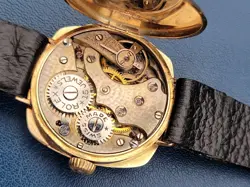 Rolex W&D Antique Vintage Watch Rare 9ct Gold Cushion 26mm case working,