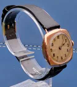 Rolex W&D Antique Vintage Watch Rare 9ct Gold Cushion 26mm case working,