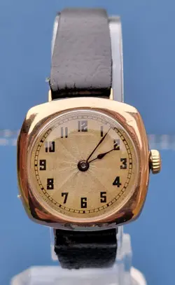 Rolex W&D Antique Vintage Watch Rare 9ct Gold Cushion 26mm case working,